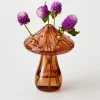 Mushroom Coloured Glass Vase Amber