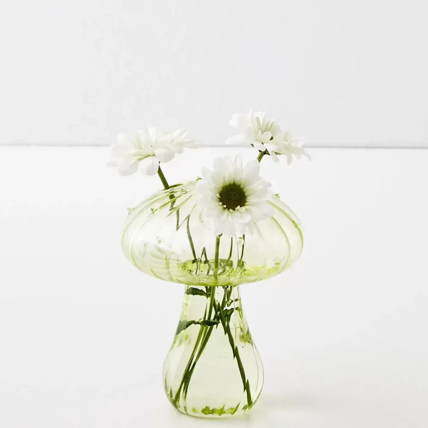 Mushroom Coloured Glass Vase Green