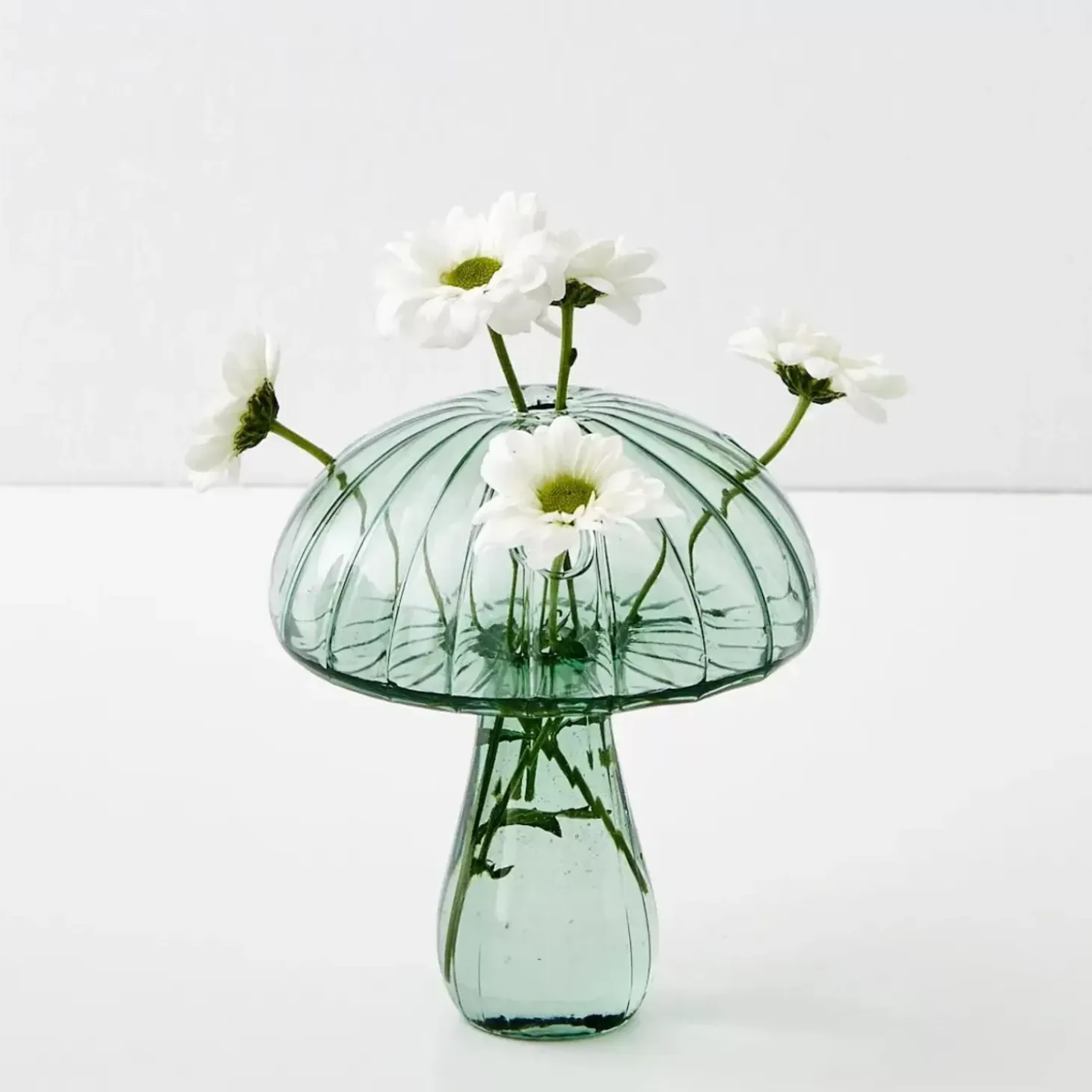 Mushroom Coloured Glass Vase Cyan