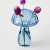 Mushroom Coloured Glass Vase Blue
