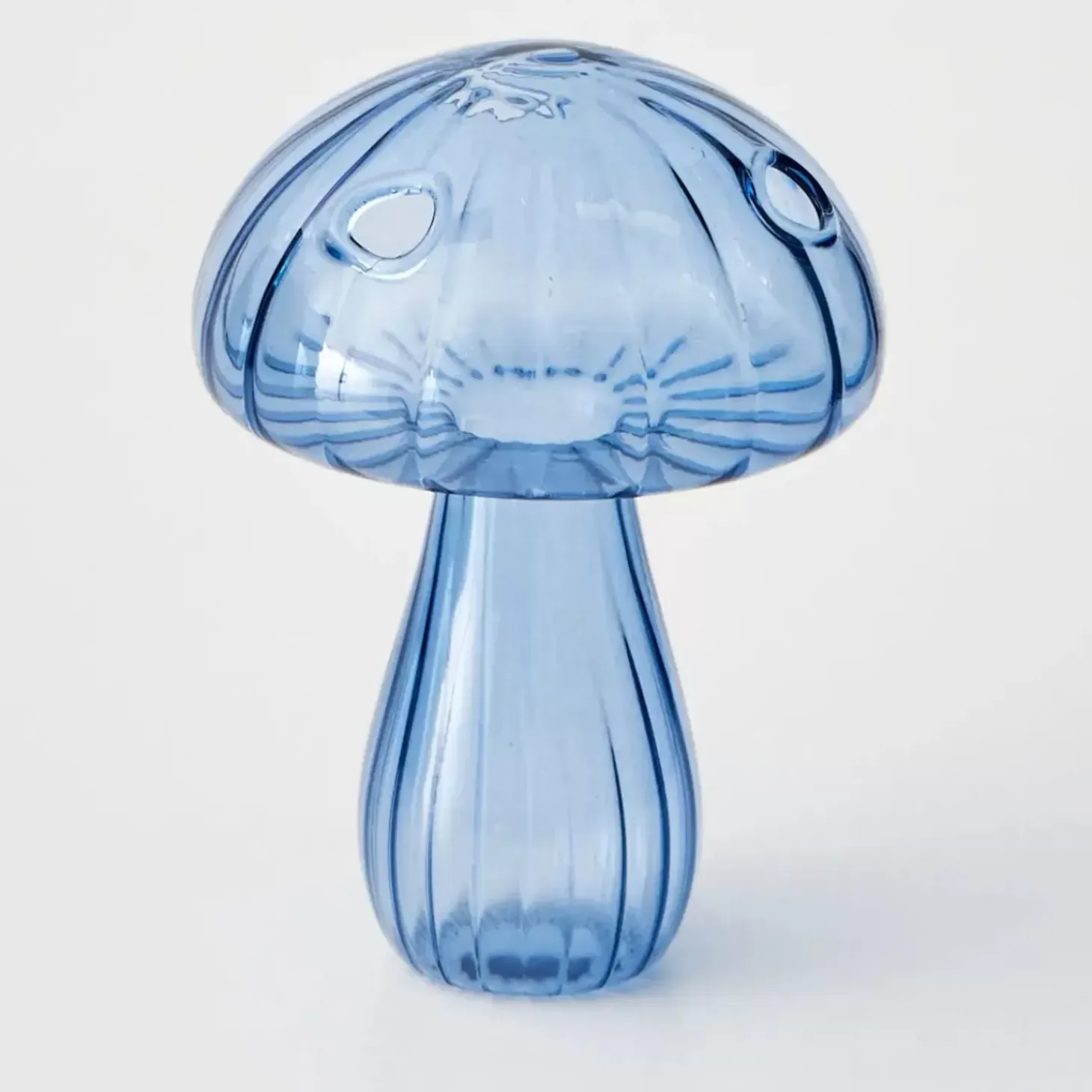 Mushroom Coloured Glass Vase Blue