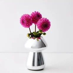 Mushroom Glass Vase Silver