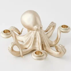 Otto Octopus Resin Candle Holder Gold