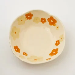 Painted Blooms Ceramic Bowl Orange
