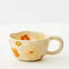 Painted Blooms Ceramic Mug Orange