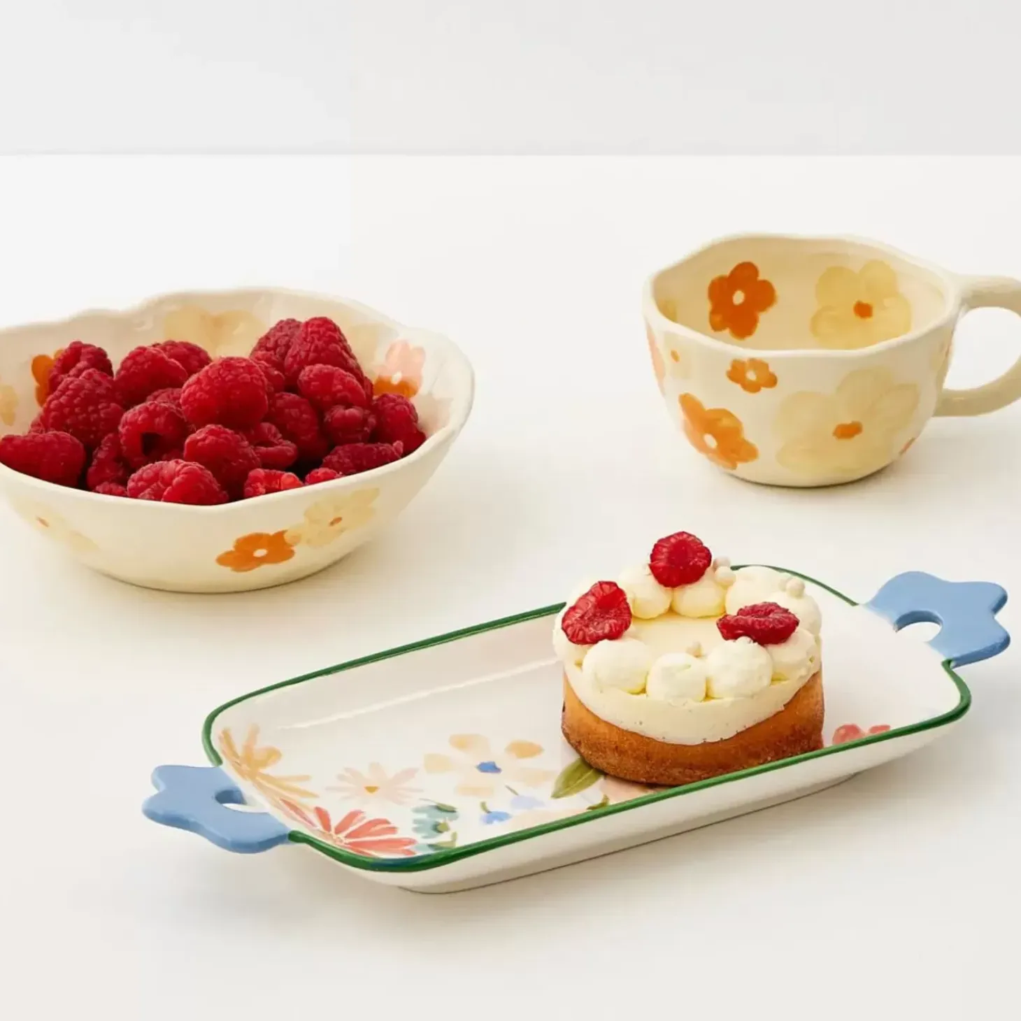 Painted Blooms Ceramic Mug Orange