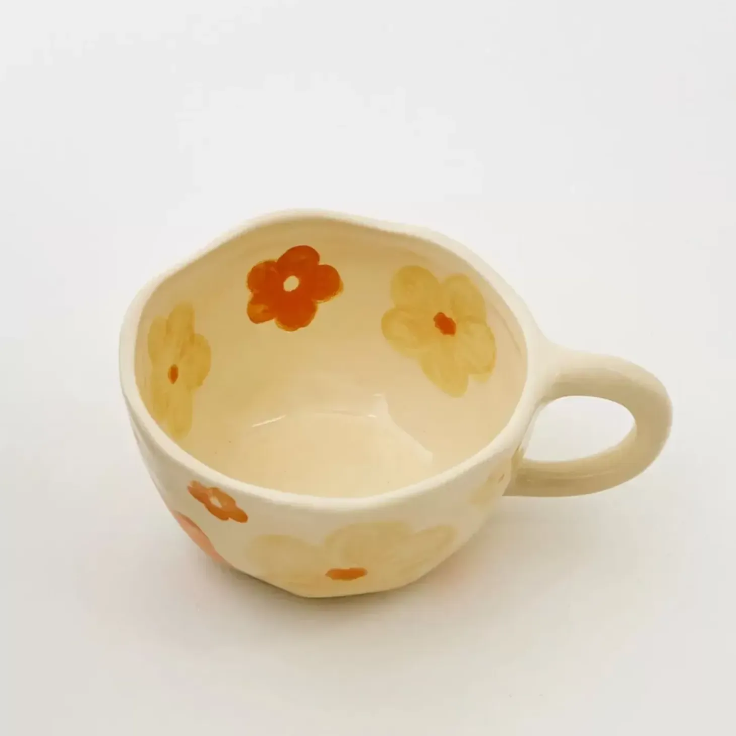 Painted Blooms Ceramic Mug Orange