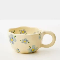 Painted Daisy Ceramic Mug Blue