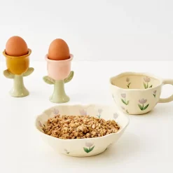 Painted Tulip Ceramic Bowl Purple