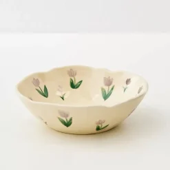 Painted Tulip Ceramic Bowl Purple