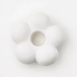 Petal Ceramic Taper Candle Holder White