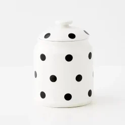 Polka Dot Ceramic Canister White