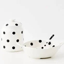 Polka Dot Ceramic Canister White