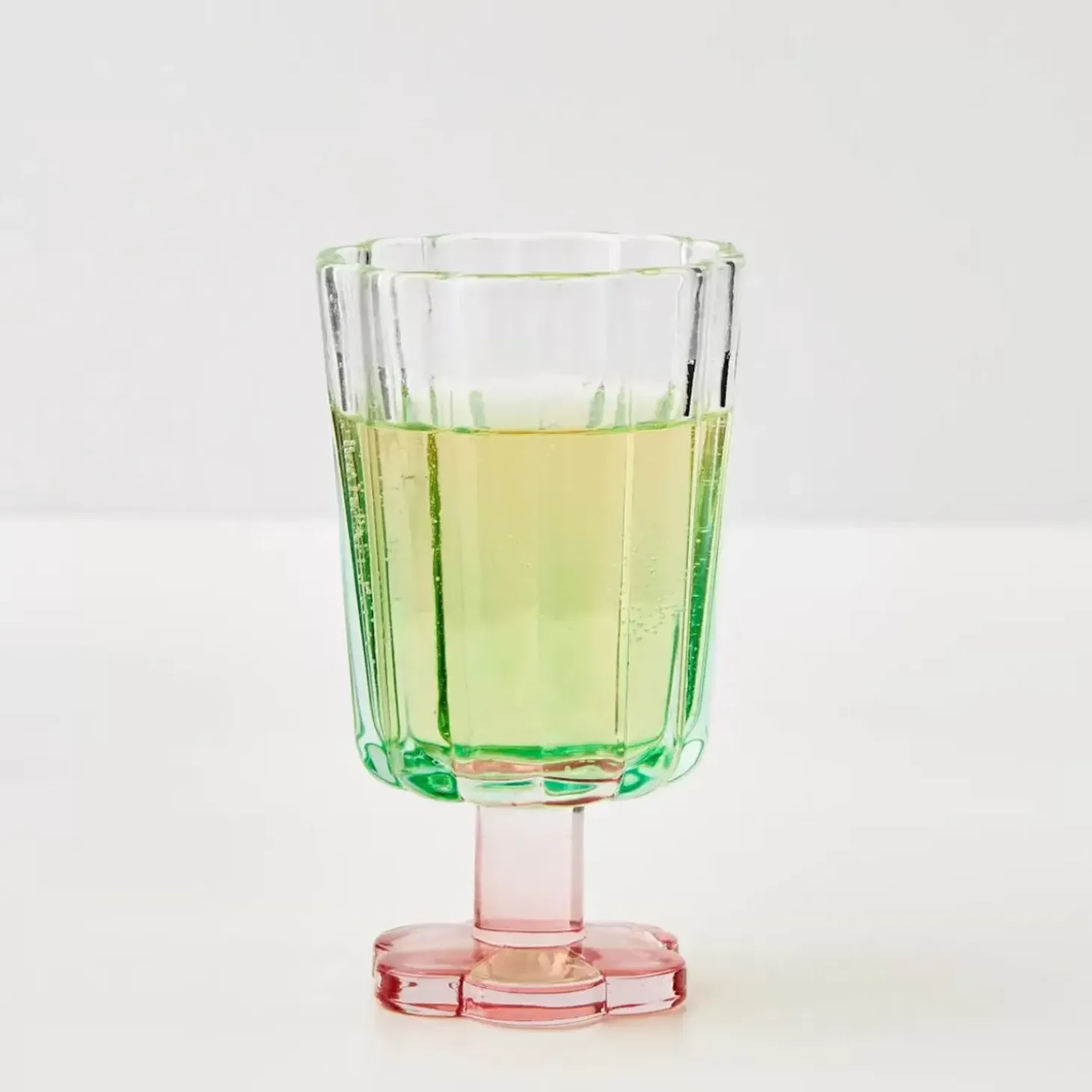Posie Ribbed Wine Glass Green