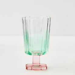 Posie Ribbed Wine Glass Green