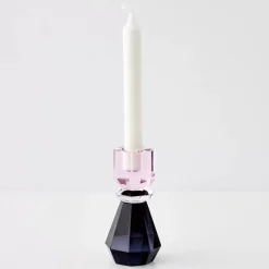 Queen Crystal Taper Candle Holder Black Pink