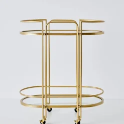 Retro Two-Tier Metal Bar Cart Gold