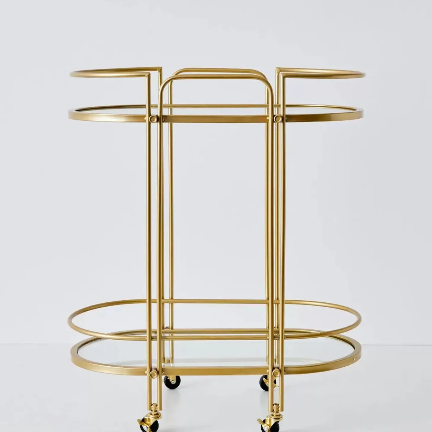 Retro Two-Tier Metal Bar Cart Gold