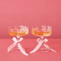 Ribbed Flower Champagne Glass Set Of 2