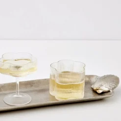 Ribbed Flower Glass Tumbler Wide