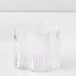 Ribbed Flower Glass Tumbler Wide