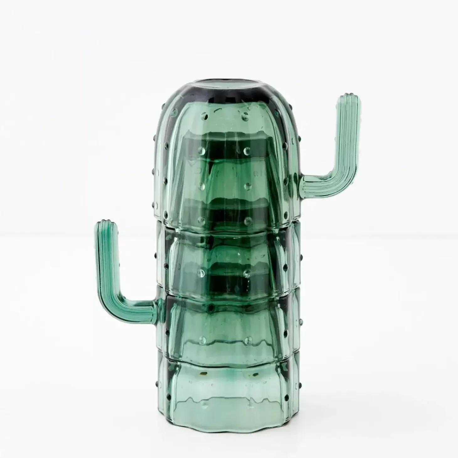 Saguaro Cactus Glass Set Of 4 Green