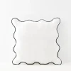 Scalloped Cotton Cushion With Insert White/Navy