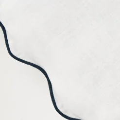 Scalloped Cotton Cushion With Insert White/Navy