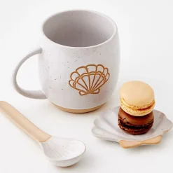 Seashell Ceramic Mug & Spoon Set
