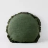 Shaggy Round Cotton Cushion With Insert Green