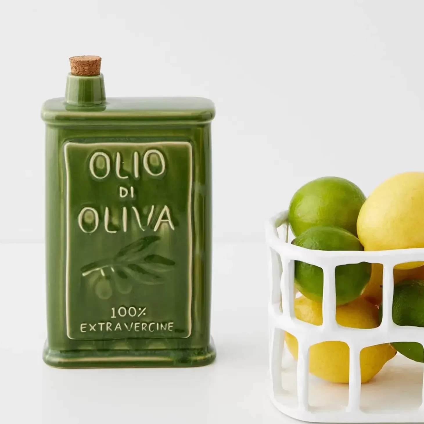 Sicilian Ceramic Olive Oil Bottle Green