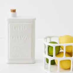 Sicilian Ceramic Olive Oil Bottle Ivory