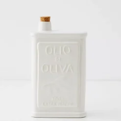 Sicilian Ceramic Olive Oil Bottle Ivory