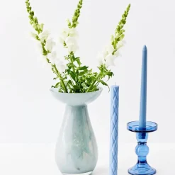 Solid Blue Taper Candle Set