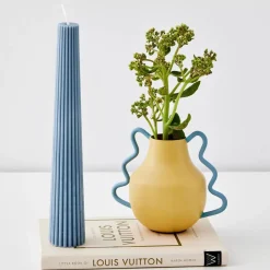 Soy Taper Candle Steel Blue