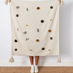 Spring Cotton Throw Blanket Off White