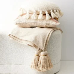 Spring Cotton Throw Blanket Off White