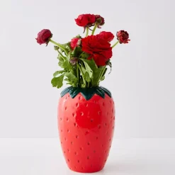 Strawberry Glazed Ceramic Vase