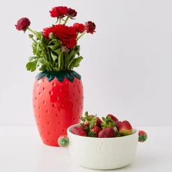 Strawberry Glazed Ceramic Vase