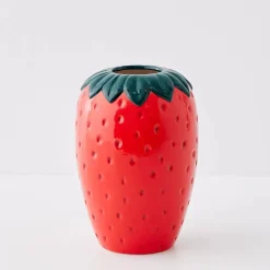 Strawberry Glazed Ceramic Vase
