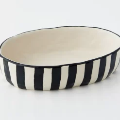 Stripe Shallow Ceramic Serving Bowl