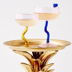 Swirl Stem Cocktail Glass Pink/Amber