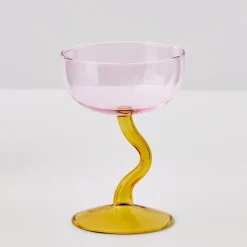 Swirl Stem Cocktail Glass Pink/Amber