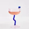 Swirl Stem Cocktail Glass Pink/Blue