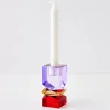 Technicolour Crystal Taper Candle Holder Purple Red
