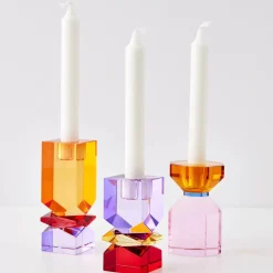 Technicolour Crystal Taper Candle Holder Purple Red