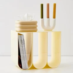 W Curved Acrylic Side Table Cream