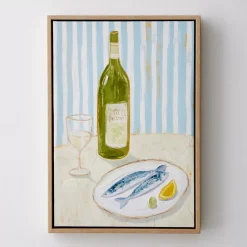 White Wine Framed Canvas Oil Painting